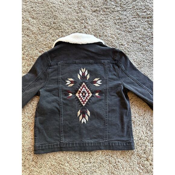 DRIFTWOOD sz S DENIM JACKET Maverick AZTEC Trucker Embroidered SUNDANCE NEW F24